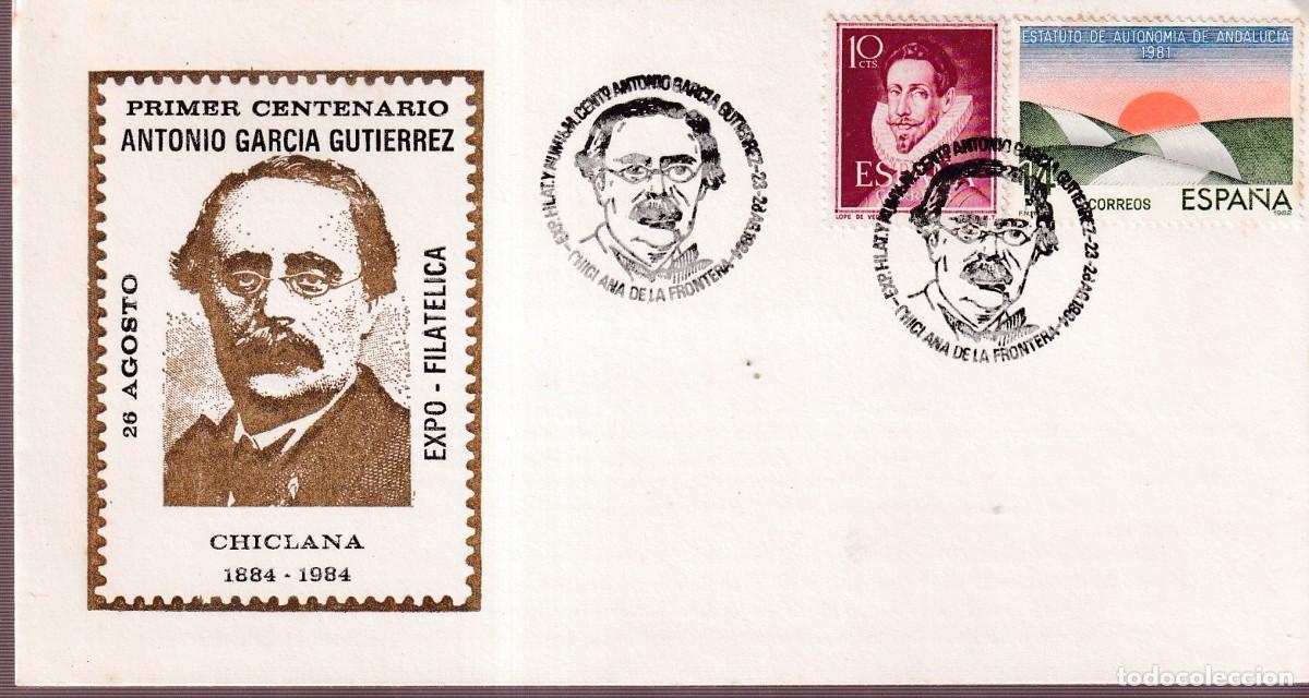 Sellos: CHICLANA 1984 - PRIMER CENTENARIO ANTONIO GARCIA GUTIERREZ - FOTO ADICIONAL