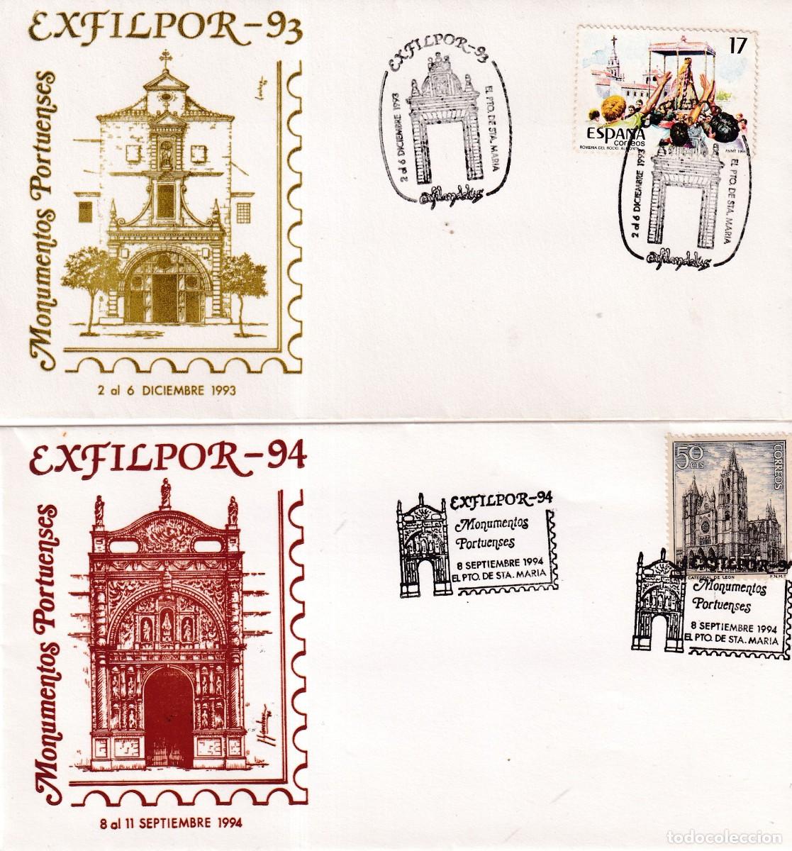 Sellos: PUERTO DE SANTA MARIA - EXFILPOR 93 94 - 1993-1994 - MONUMENTOS PORTUENSES - 2 SOBRES - FOTO AD.