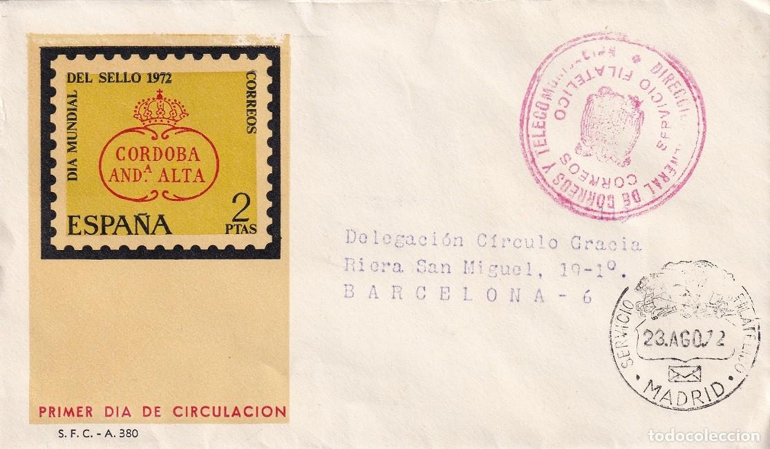 Sellos: SPD Madrid 1972 - Servicio Filat&eacute;lico - D&iacute;a mundial del sello 1972 - Primer d&iacute;a de circulaci&oacute;n