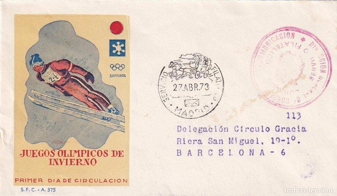 Sellos: SPD Madrid 1973 - Servicio Filat&eacute;lico - Juegos Ol&iacute;mpicos de Invierno Sapporo 72 - Primer d&iacute;a