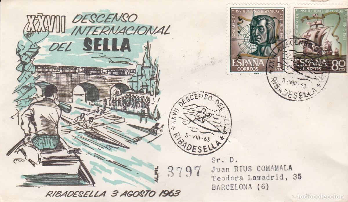 Sellos: ASTURIAS - MATASELLOS DESCENSO INTERNACIONAL DEL SELLA - RIBADESELLA - 1963