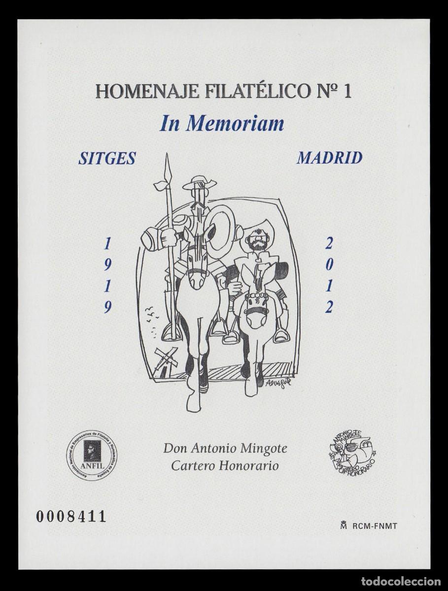 Sellos: HOMENAJE FILAT&Eacute;LICO 8A - 2012 - ANTONIO MINGOTE IN MEMORIAM