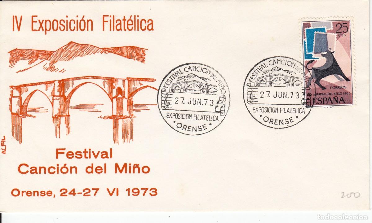 Sellos: GALICIA - MATASELLOS FESTIVAL CANCI&Oacute;N DEL MI&Ntilde;O - ORENSE - 1973