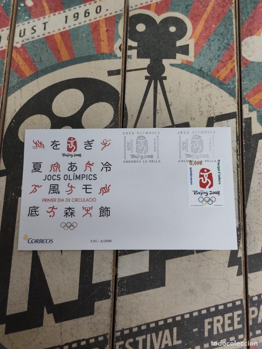 Sellos: 465 Andorra Jocs Olimpics Beijing 2008 8/7/08 Sobre primer d&iacute;a