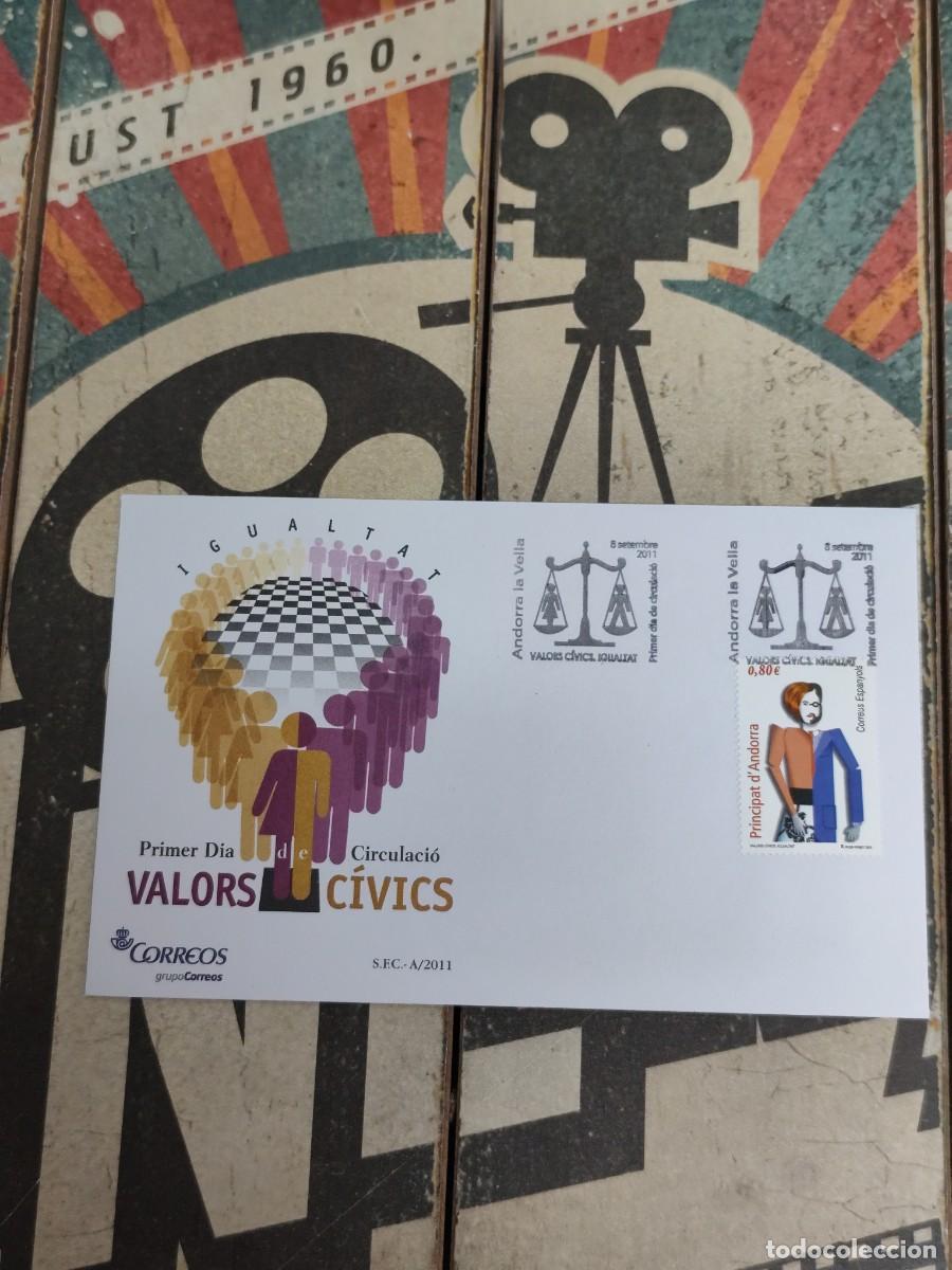 Sellos: 468 Andorra Valors C&iacute;vics Igualtat 8/9/11 Sobre primer d&iacute;a