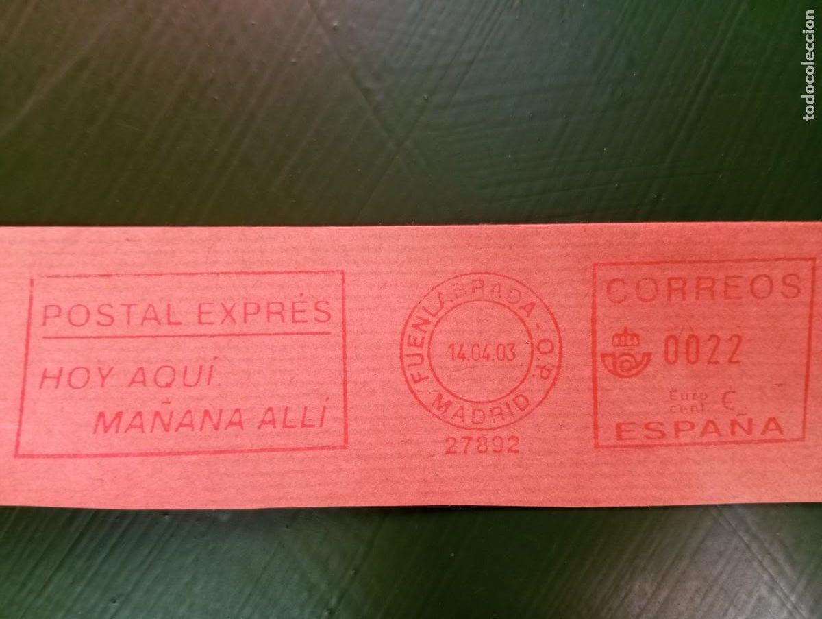 Sellos: ESPA&Ntilde;A 2003, MATASELLOS MEC&Aacute;NICO DE POSTAL EXPRESS, FUENLABRADA. FRAGMENTO