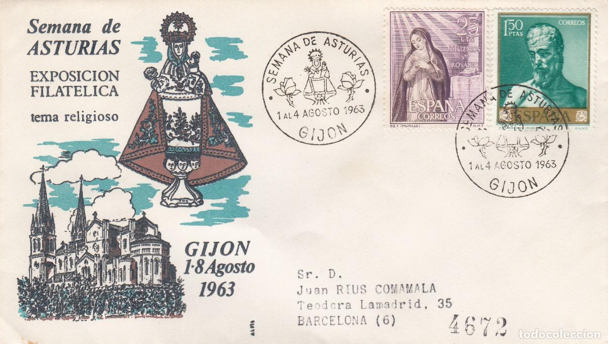 Sellos: ASTURIAS - MATASELLOS SEMANA DE ASTURIAS - GIJ&Oacute;N - 1963