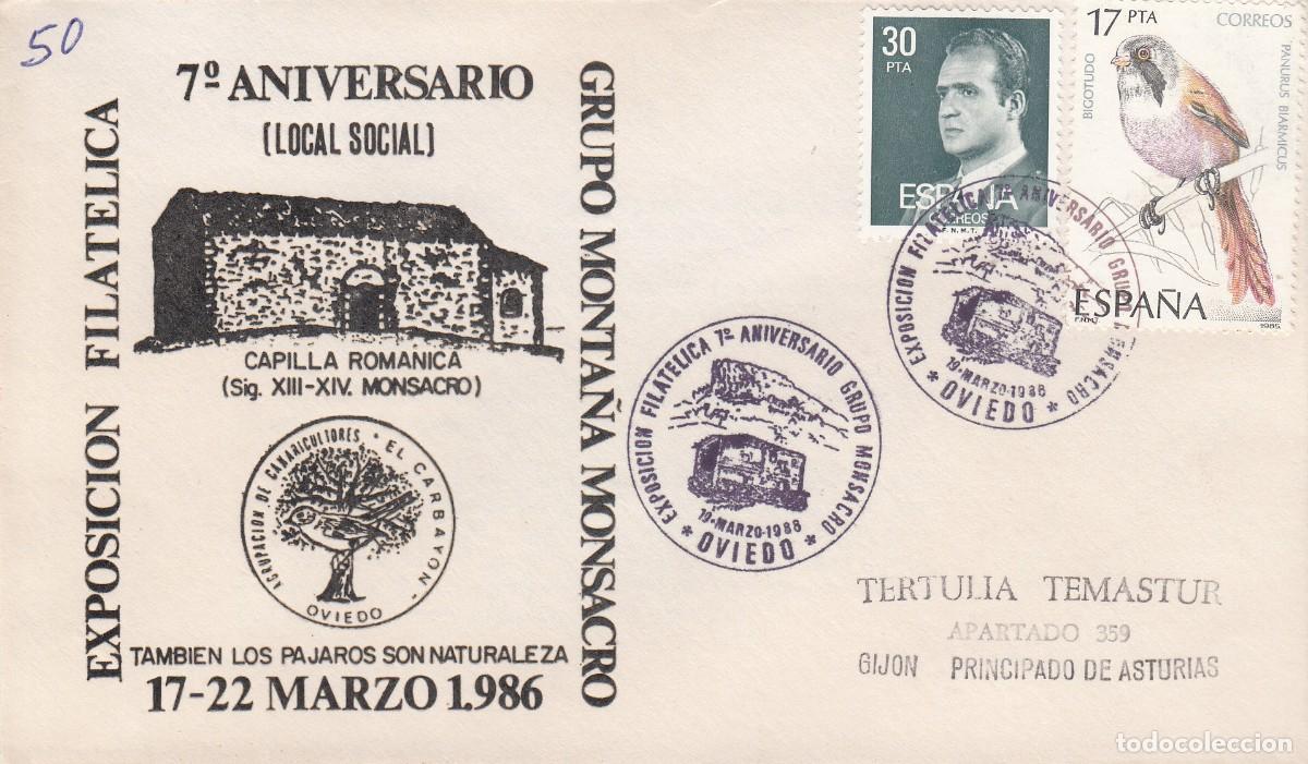 Sellos: ASTURIAS - MATASELLOS 75 ANIVERSARIO GRUPO MONTA&Ntilde;A MONSACRO- OVIEDO - 1986