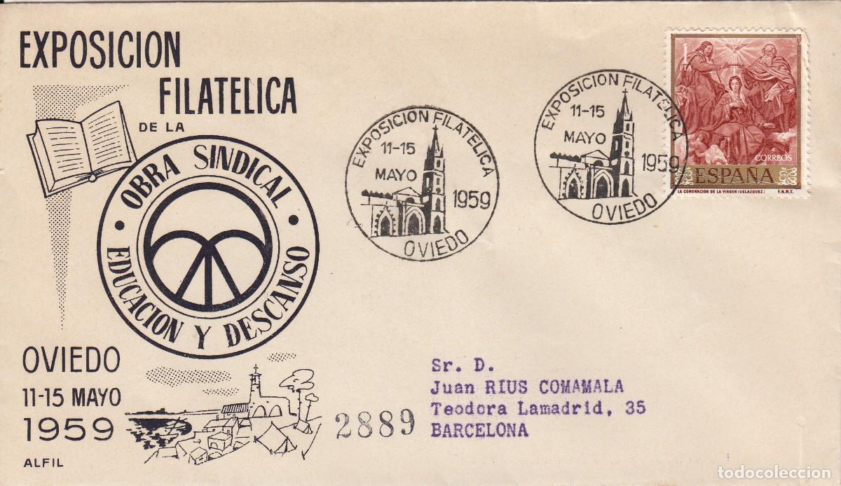 Sellos: ASTURIAS - MATASELLOS EXPOSICI&Oacute;N FILAT&Eacute;LICA- OVIEDO - 1959