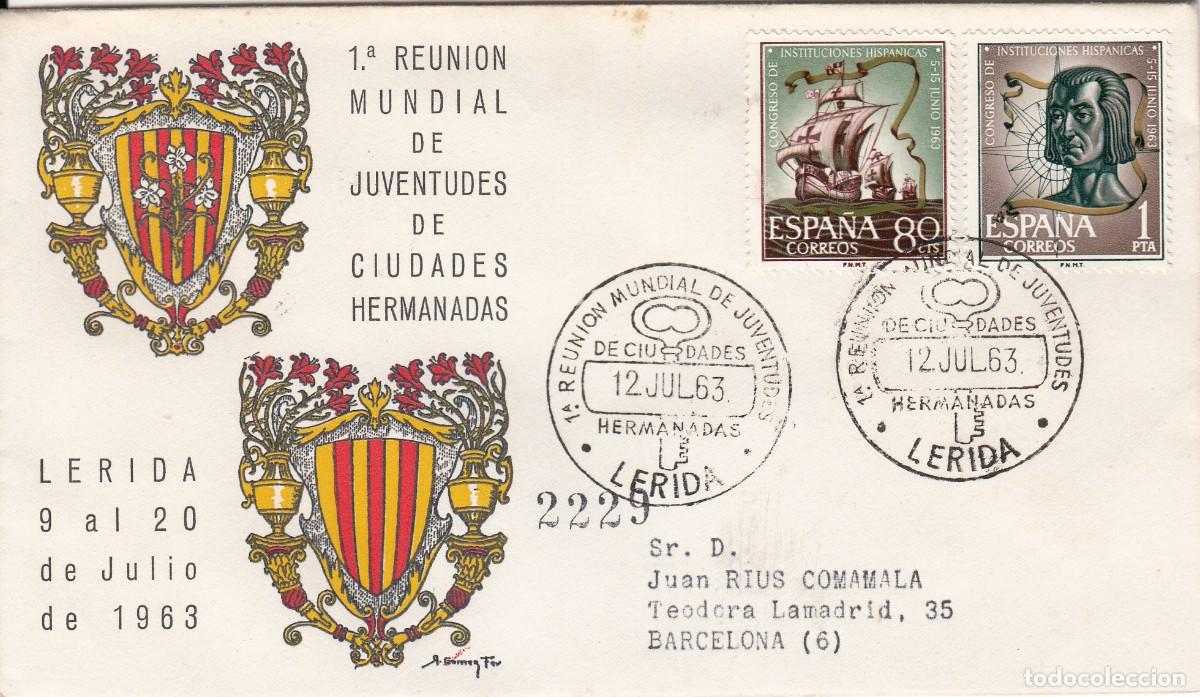 Sellos: MATASELLOS REUNI&Oacute;N DE JUVENTUDES CIUDADES HERMANADAS - L&Eacute;RIDA - LLEIDA - 1963