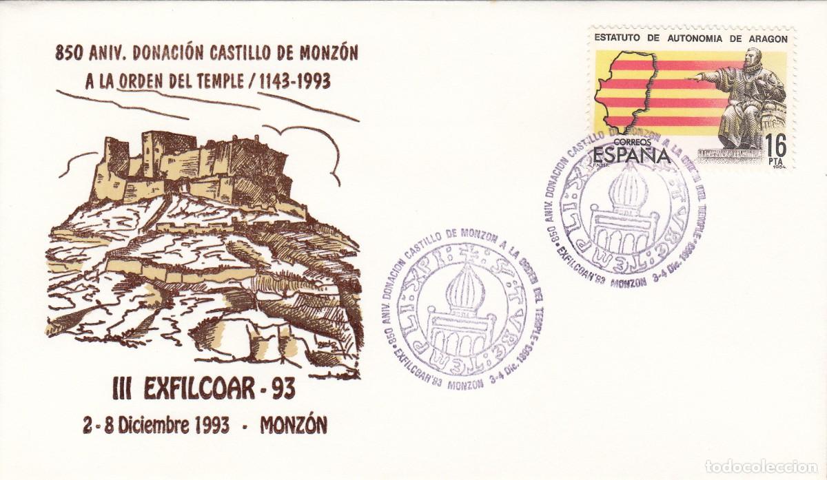 Sellos: MATASELLOS 850 ANIV. DONACI&Oacute;N CASTILLO DE MONZ&Oacute;N A LA ORDEN DEL TEMPLE - 1993