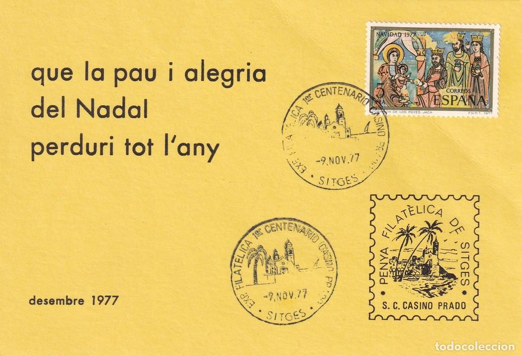 Sellos: Felicitaci&oacute;n navide&ntilde;a Sitges 1977 V Exposici&oacute; filat&egrave;lica Centenari del Casino Prado - Nadal Navidad