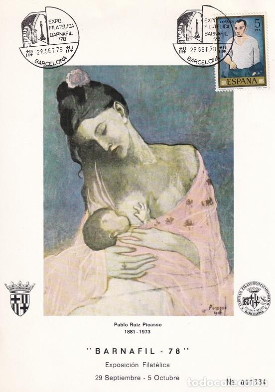 Sellos: Barcelona 1978 - Pablo Ruiz Picasso - UNICEF - Exposici&oacute;n filat&eacute;lica del C.F.N. en la F.I.B.