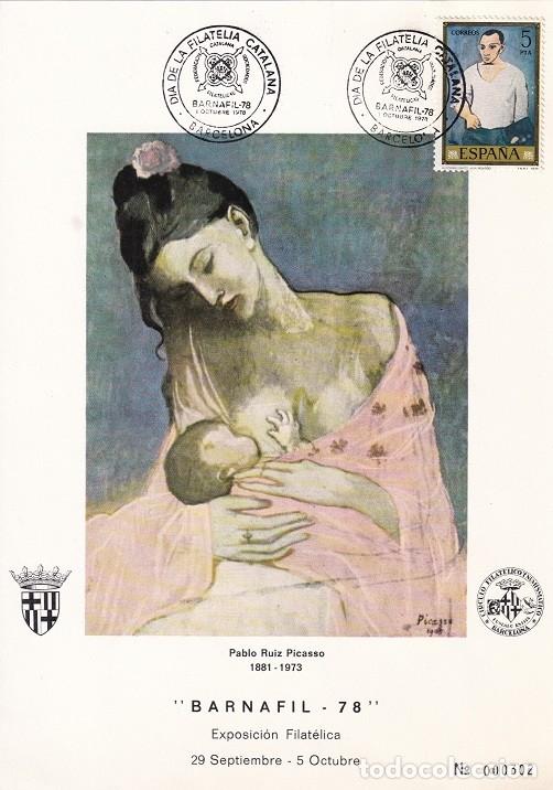 Sellos: Barcelona 1978 - Pablo Ruiz Picasso - UNICEF - Exposici&oacute;n filat&eacute;lica del C.F.N. en la F.I.B.