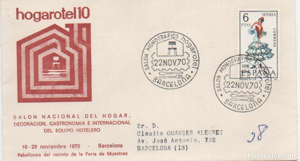 Sellos: A&Ntilde;O 1970, BARCELONA, HOGAROTEL EN EL RECINTO DE LA FERIA DE BARCELONA EN SOBRE DE ALFIL CIRCULADO