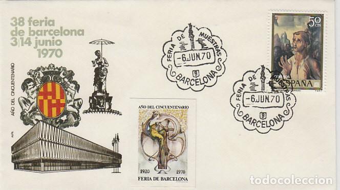 Sellos: A&Ntilde;O 1970, 50 ANIV&ordm;O DE LA FERIA MUESTRAS DE BARCELONA PRIMER DIA 27-5-1970, ALFIL CON LA VI&Ntilde;ETA