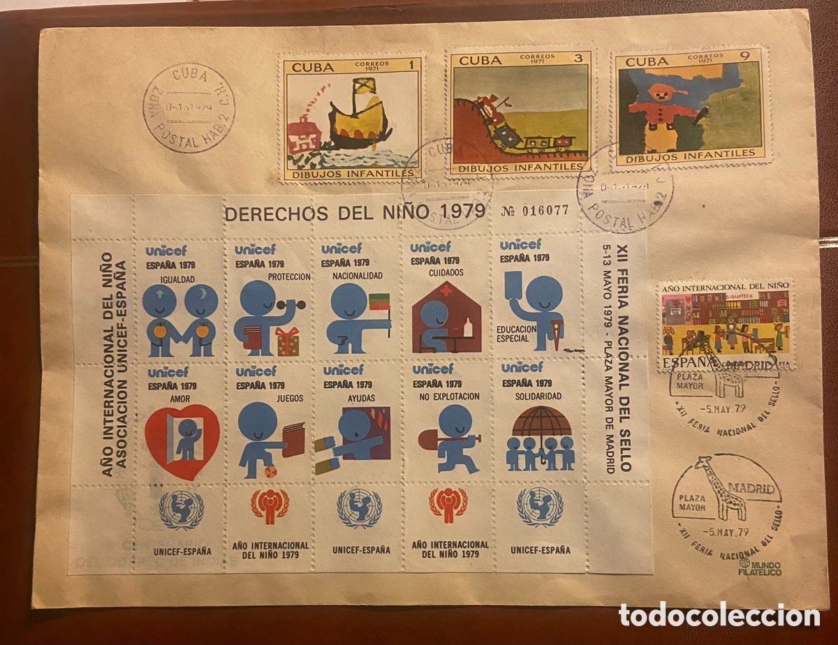 Sellos: SOBRE CONMEMORATIVO UNICEF 1979 CON SELLOS DE CUBA