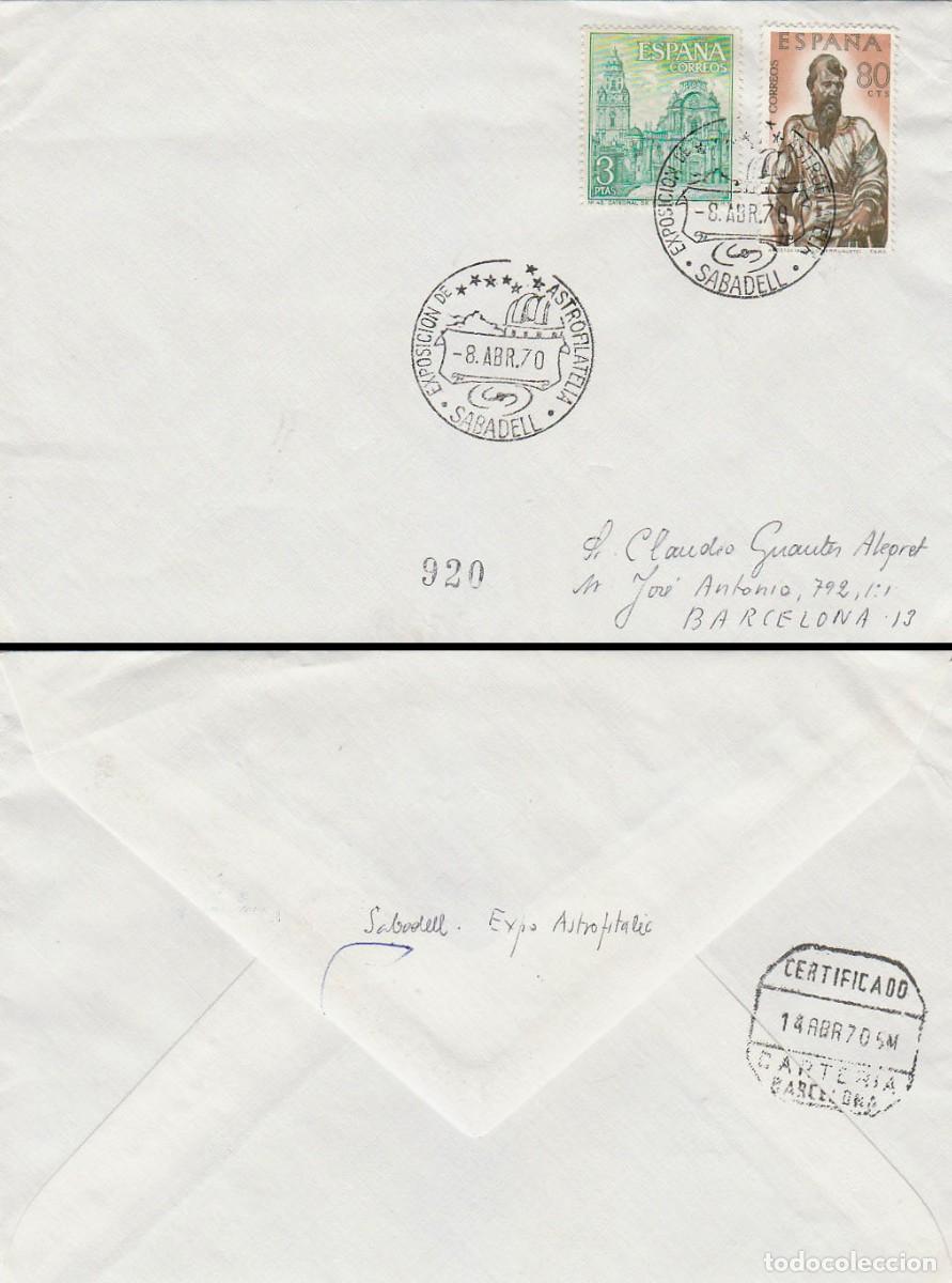 Sellos: A&Ntilde;O 1970, OBSERVATORIO ASTRONOMICO DE SABADELL, exposicion de astrofilatelia, SOBRE CIRCULADO