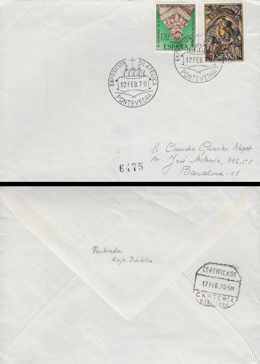 Sellos: A&Ntilde;O 1970, PONTEVEDRA, EXPOSICION FILATELICA, SOBRE CIRCULADO