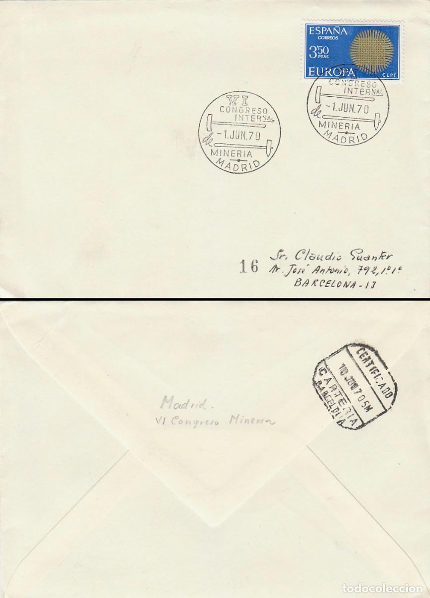 Sellos: A&Ntilde;O 1970, MADRID, MINERIA, CONGRESO INTERNACIONAL, SOBRE CIRCULADO