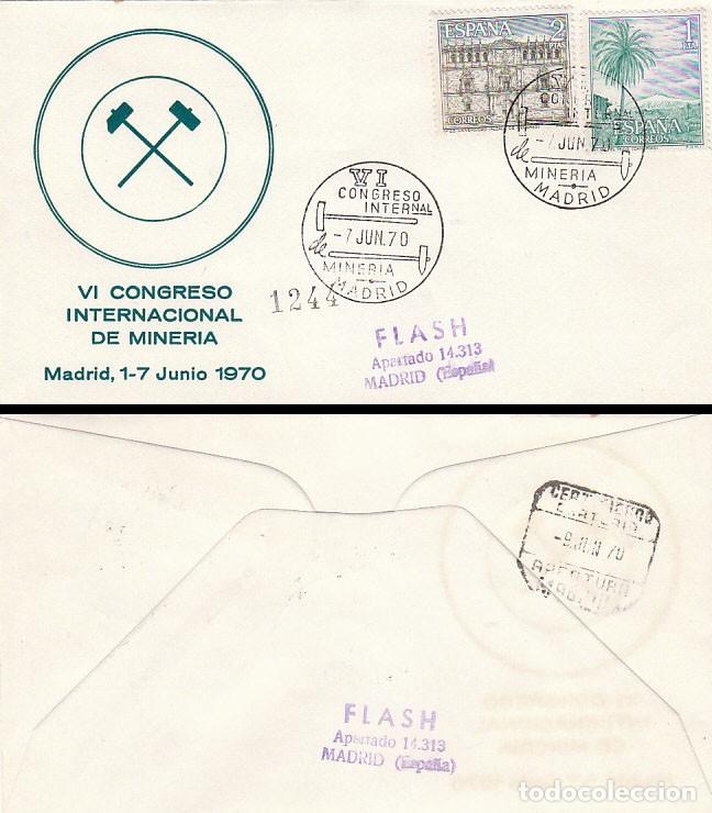 Sellos: A&Ntilde;O 1970, MADRID, MINERIA, CONGRESO INTERNACIONAL, SOBRE DE ALFIL CIRCULADO