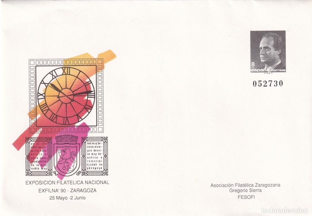 Sellos: Sobre entero 1990 - Exposici&oacute;n filat&eacute;lica nacional Exfilna 90 Zaragoza - Gregorio Sierra FESOFI