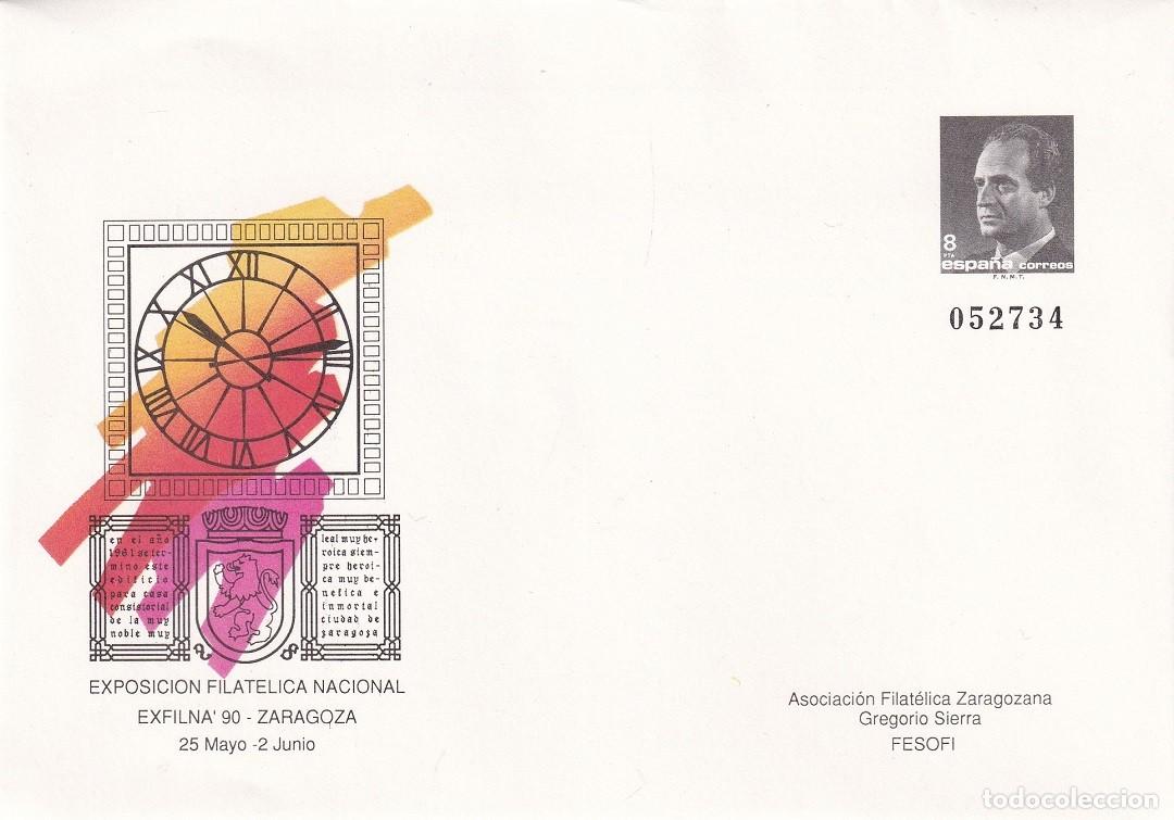 Sellos: Sobre entero 1990 - Exposici&oacute;n filat&eacute;lica nacional Exfilna 90 Zaragoza - Gregorio Sierra FESOFI