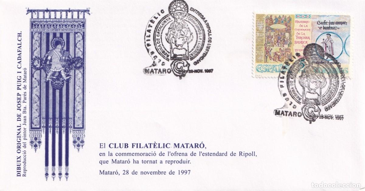 Sellos: Sobre Matar&oacute; - Ofrena de l'estendard de Ripoll 1997 Club Filat&egrave;lic Matar&oacute; - Josep Puig i Cadafalch