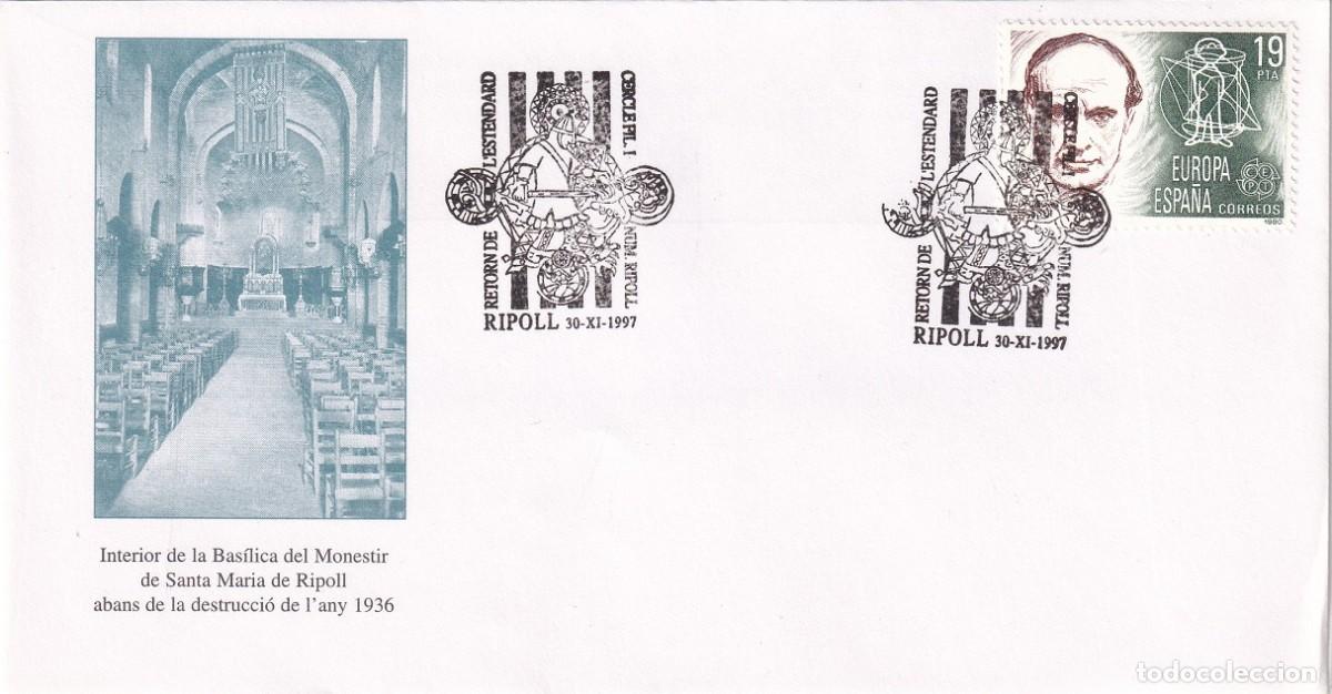 Sellos: Sobre Ripoll 1997 - Interior Bas&iacute;lica abans de 1936 Monestir Santa Maria de Ripoll - Tirada 400