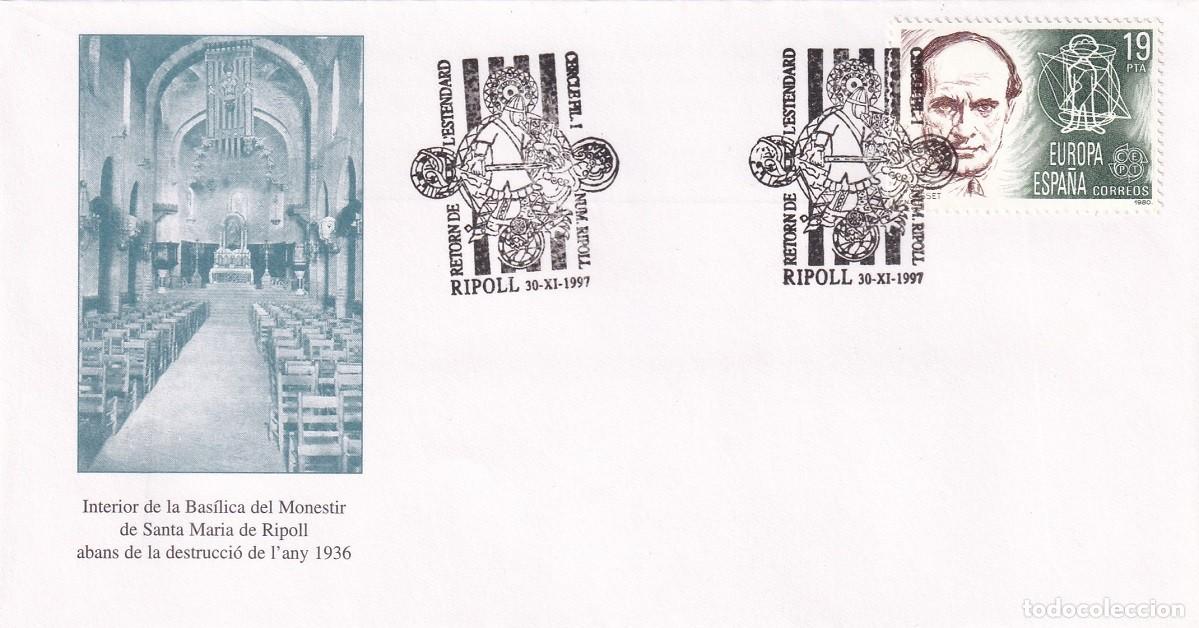 Sellos: Sobre Ripoll 1997 - Interior Bas&iacute;lica abans de 1936 Monestir Santa Maria de Ripoll - Tirada 400