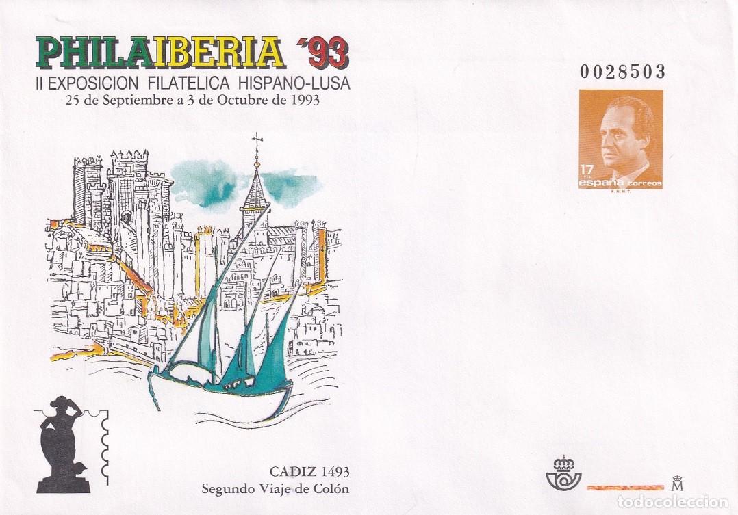 Selos: Sobre Entero Postal Edifil 20 Philaiberia 93 C&aacute;diz - 2&ordm; Viaje Col&oacute;n - II Exp filat&eacute;lica hispano-lusa
