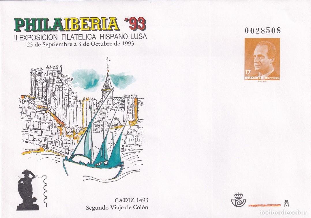 Selos: Sobre Entero Postal Edifil 20 Philaiberia 93 C&aacute;diz - 2&ordm; Viaje Col&oacute;n - II Exp filat&eacute;lica hispano-lusa