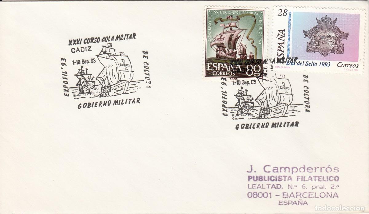Sellos: MATASELLOS EXPOFIL 93 -CURSO AULA MILITAR - C&Aacute;DIZ - GOBIERNO MILITAR 1993