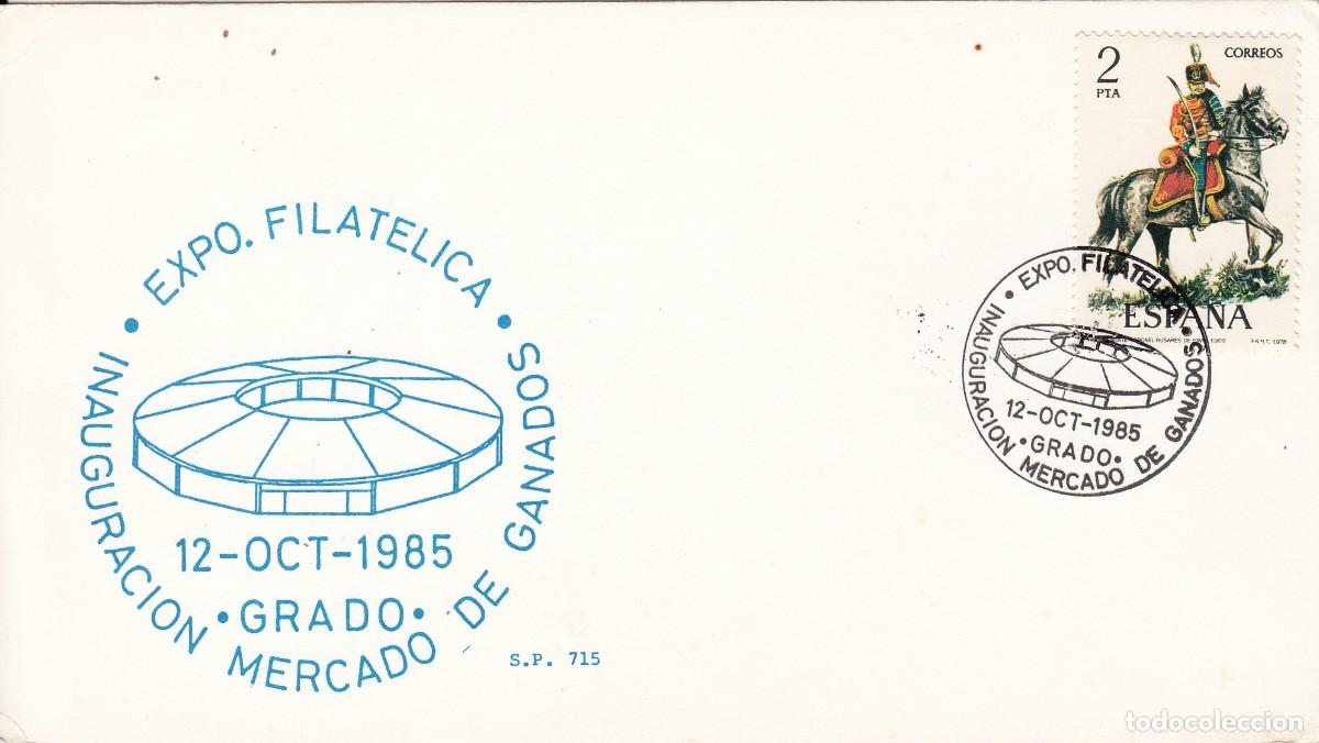 Sellos: ASTURIAS - MATASELLOS INAUGURACION DEL MERCADO DE GANADOS - GRADO - 1985