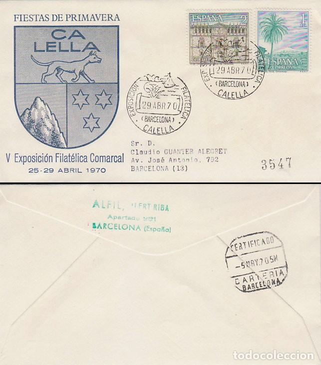 Sellos: A&Ntilde;O 1970, CALELLA, EXPOSICION FILATELICA COMARCAL, FIESTAS DE PRIMAVERA EN SOBRE OFICIAL CIRCULADO