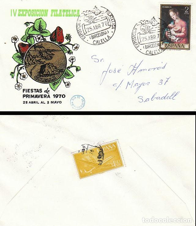 Sellos: A&Ntilde;O 1970, CALELLA, FIESTAS DE PRIMAVERA EN SOBRE OFICIAL CIRCULADO