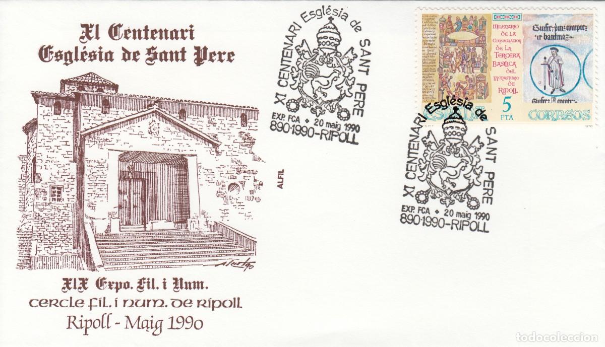 Sellos: MATASELLOS IV CENTENARI ESGLESIA DE SANT PERE - RIPOLL 1990