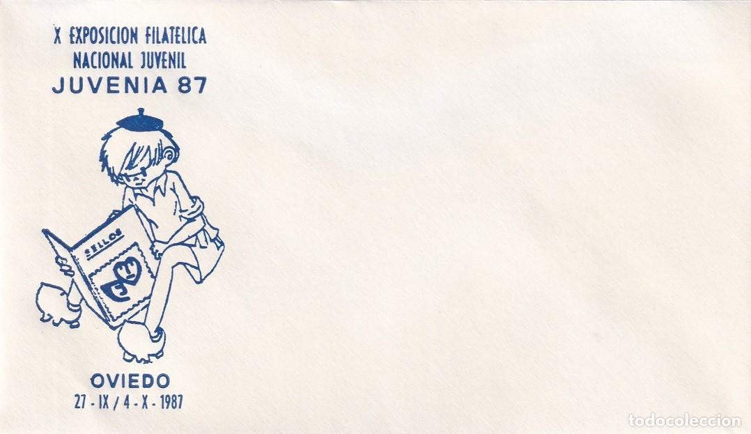 Sellos: Sobre Oviedo 1987 - X Exposici&oacute;n Filat&eacute;lica Nacional Juvenil Juvenia 87 - Sin matasellos ni sello