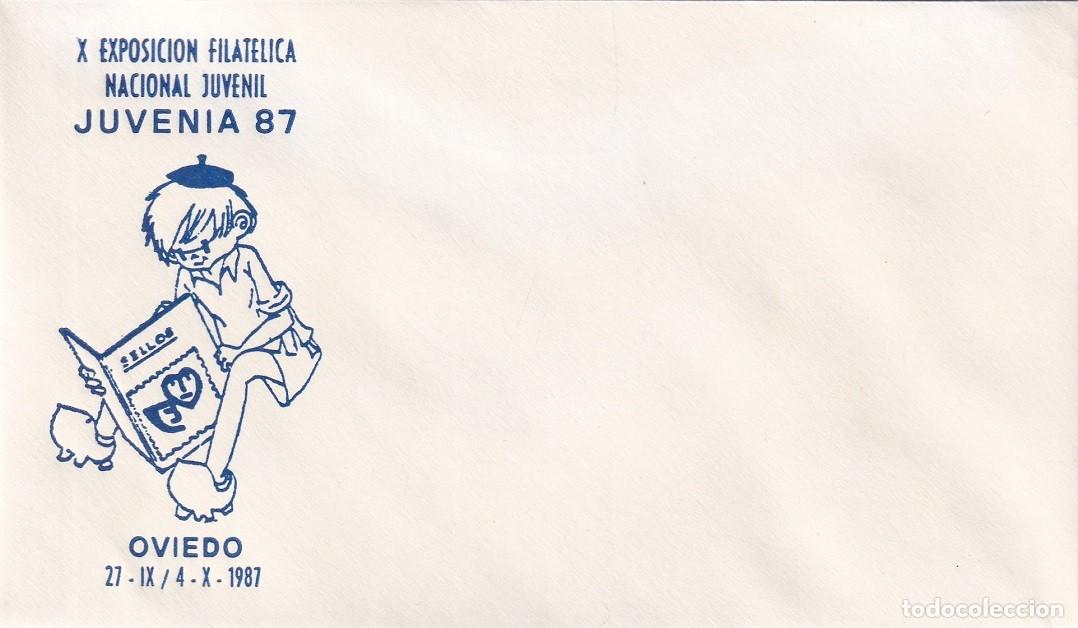 Sellos: Sobre Oviedo 1987 - X Exposici&oacute;n Filat&eacute;lica Nacional Juvenil Juvenia 87 - Sin matasellos ni sello