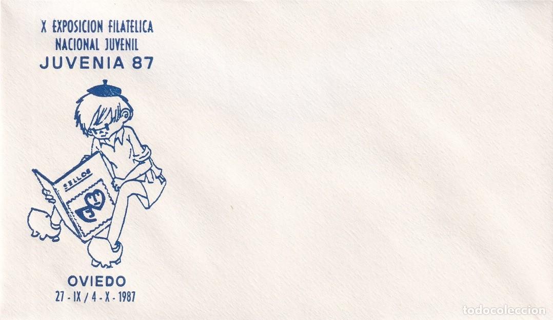 Sellos: Sobre Oviedo 1987 - X Exposici&oacute;n Filat&eacute;lica Nacional Juvenil Juvenia 87 - Sin matasellos ni sello