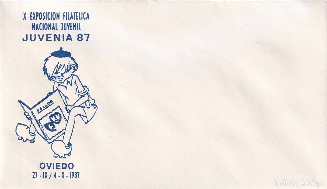Sellos: Sobre Oviedo 1987 - X Exposici&oacute;n Filat&eacute;lica Nacional Juvenil Juvenia 87 - Sin matasellos ni sello