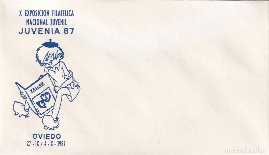 Sellos: Sobre Oviedo 1987 - X Exposici&oacute;n Filat&eacute;lica Nacional Juvenil Juvenia 87 - Sin matasellos ni sello