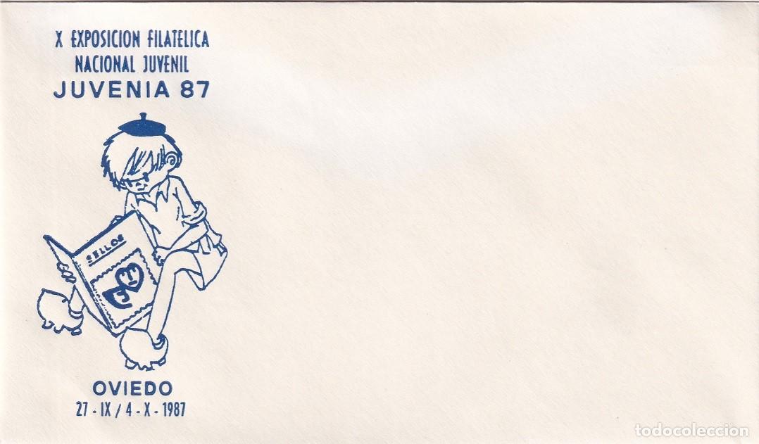 Sellos: Sobre Oviedo 1987 - X Exposici&oacute;n Filat&eacute;lica Nacional Juvenil Juvenia 87 - Sin matasellos ni sello