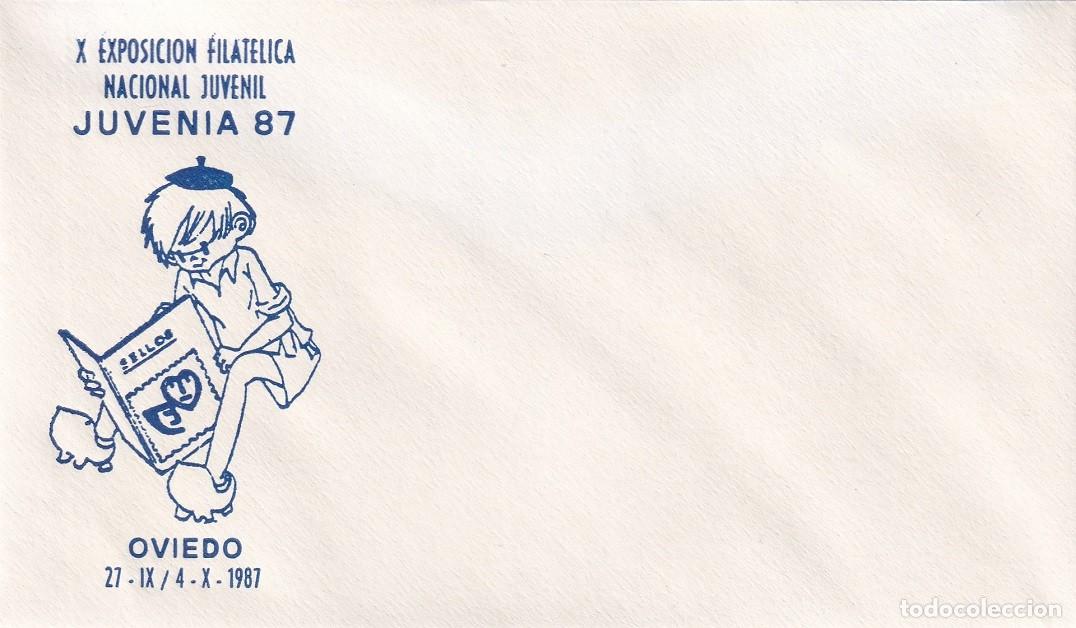 Sellos: Sobre Oviedo 1987 - X Exposici&oacute;n Filat&eacute;lica Nacional Juvenil Juvenia 87 - Sin matasellos ni sello