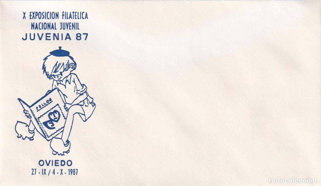 Sellos: Sobre Oviedo 1987 - X Exposici&oacute;n Filat&eacute;lica Nacional Juvenil Juvenia 87 - Sin matasellos ni sello