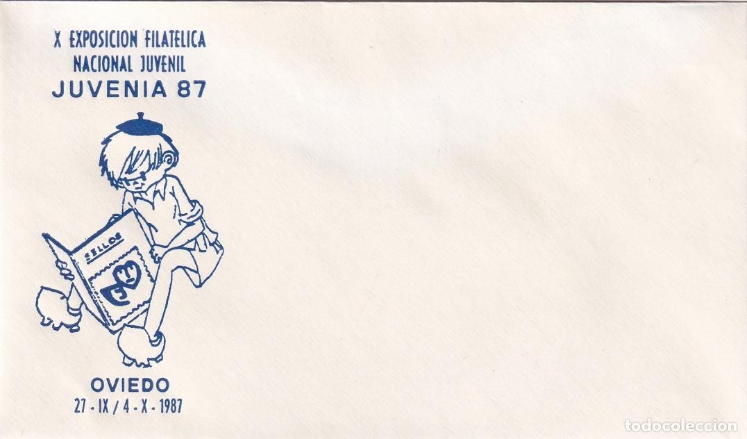 Sellos: Sobre Oviedo 1987 - X Exposici&oacute;n Filat&eacute;lica Nacional Juvenil Juvenia 87 - Sin matasellos ni sello