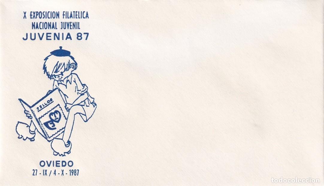Sellos: Sobre Oviedo 1987 - X Exposici&oacute;n Filat&eacute;lica Nacional Juvenil Juvenia 87 - Sin matasellos ni sello