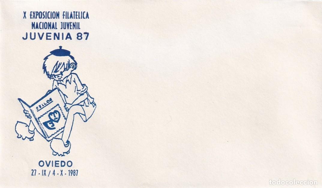 Sellos: Sobre Oviedo 1987 - X Exposici&oacute;n Filat&eacute;lica Nacional Juvenil Juvenia 87 - Sin matasellos ni sello
