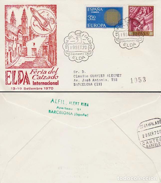 Francobolli: A&Ntilde;O 1970, ELDA (ALICANTE), FERIA DEL CALZADO EN SOBRE DE ALFIL CIRCULADO