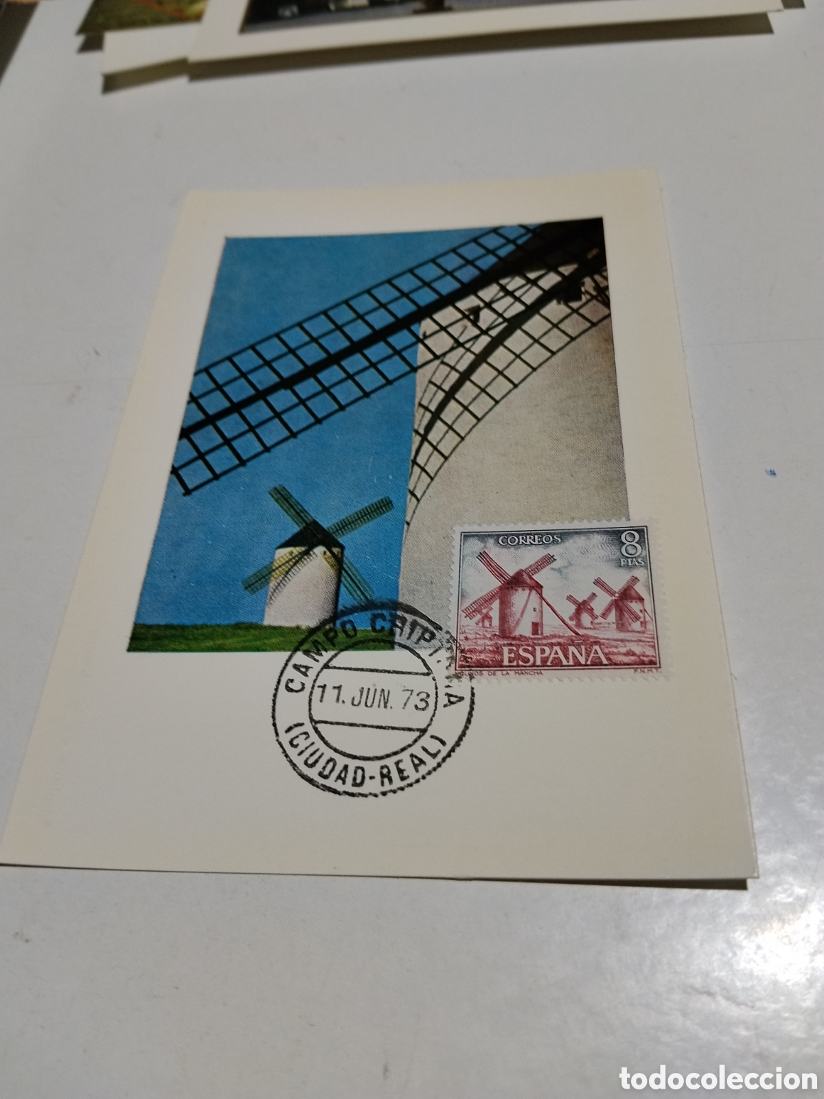 Sellos: Postal Molinos de la Mancha,campo criptina